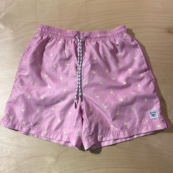Spicy Tuna Pink Flamingos Swimming Trunks Small (MQ) - Picture 3 of 6